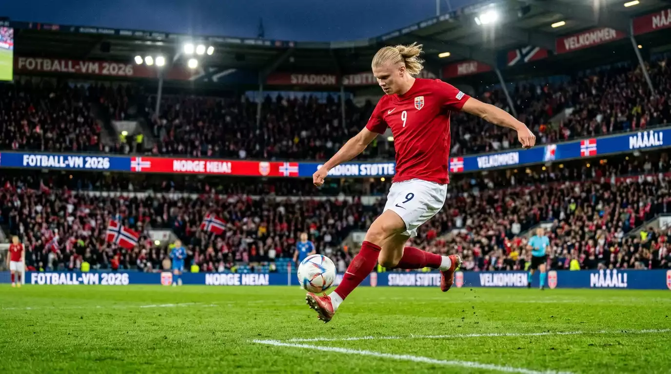 Erling Haaland i aksjon for Norge under VM 2026